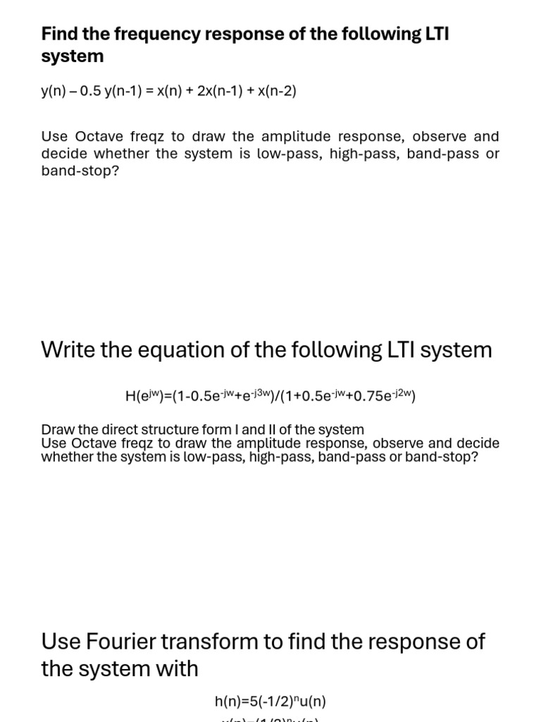 LTI System Frequency Response Analysis | PDF