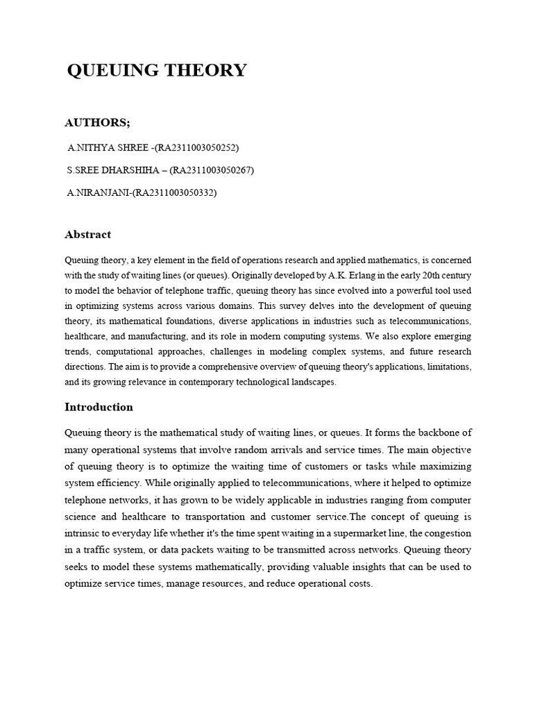 Overview of Queuing Theory Applications | PDF | Machine Learning ...