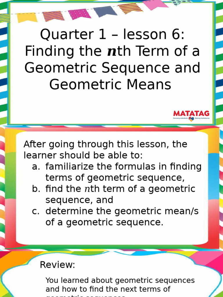 Geometric Sequences: Finding Terms & Means | PDF | Mathematics