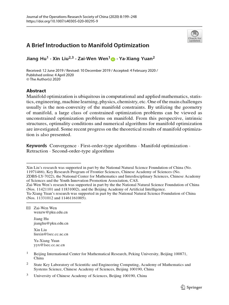 Manifold Optimization Overview and Applications | PDF | Manifold ...