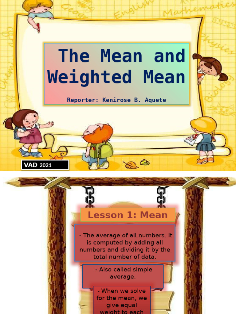Understanding Mean and Weighted Mean | PDF | Summation | Mean