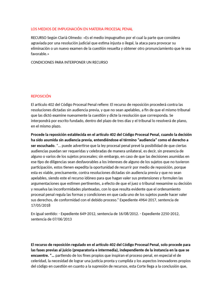 Medios de Impugnación en Proceso Penal | PDF | Apelación | Ley procesal