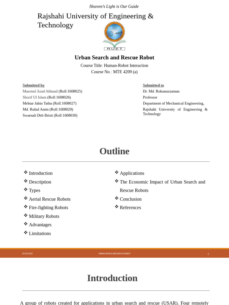 Urban Search and Rescue Robots Overview | PDF | Robot | Robotics