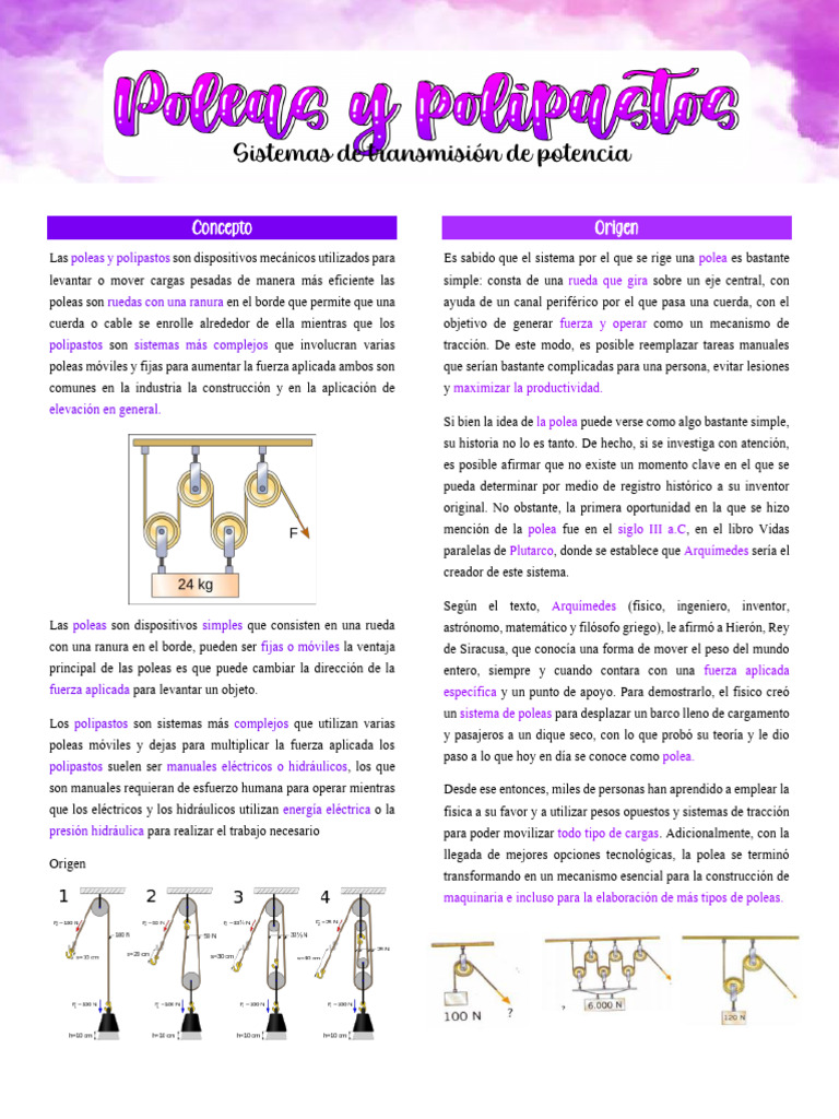Poleas Y Polipastos Pdf Ingeniería Mecánica Bienes Manufacturados