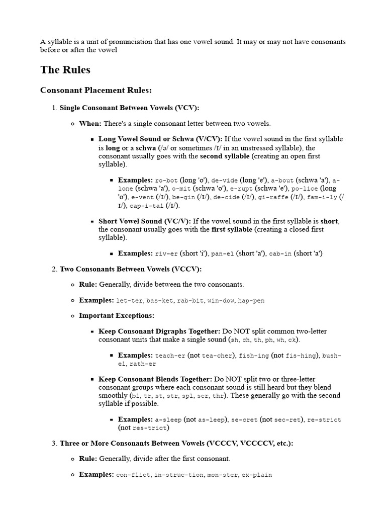 Syllable Division Rules | PDF | Consonant | Syllable