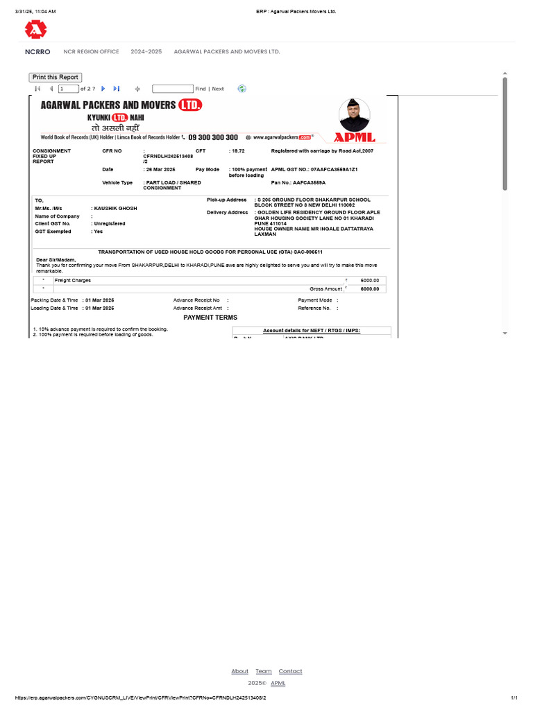 APML Payment and Invoice Details | PDF | Payments
