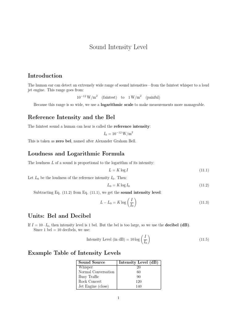 Understanding Sound Intensity Levels | PDF | Decibel | Classical Mechanics