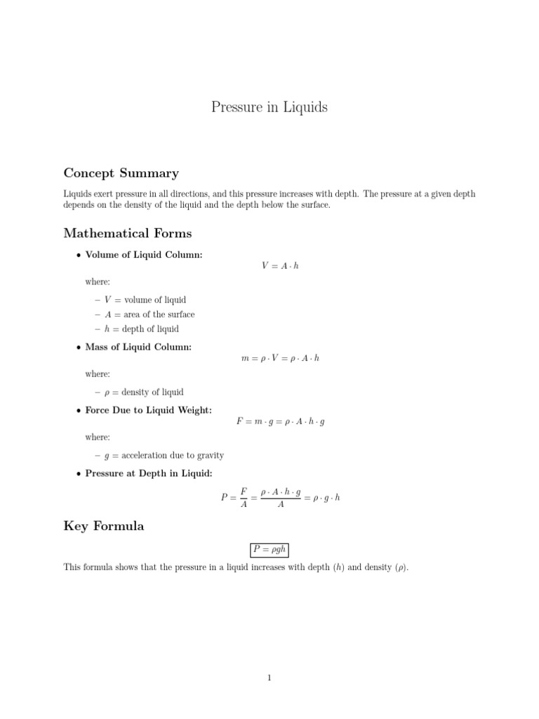Understanding Liquid Pressure Dynamics | PDF