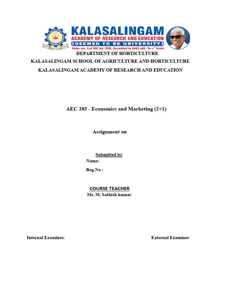 AEC203 Assignment Frontpage | PDF