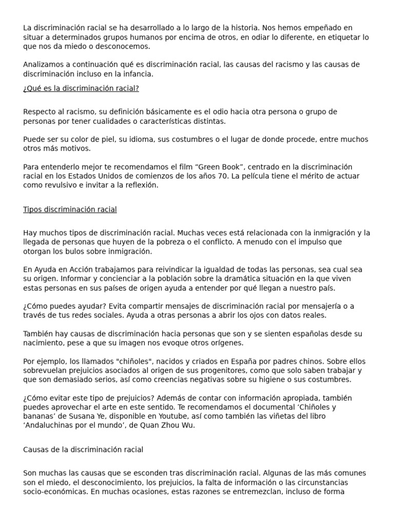 Causas y Prevención de la Discriminación Racial | PDF | Racismo ...