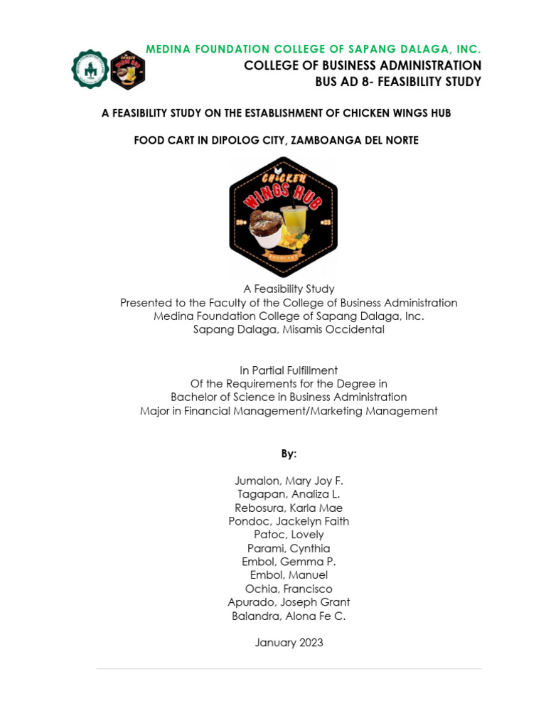 Feasibility Study: Chicken Wings Hub | PDF | Expense | Thai Cuisine