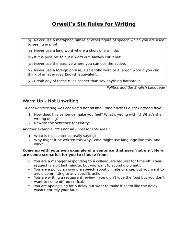 Orwell's Writing Rules Explained | PDF