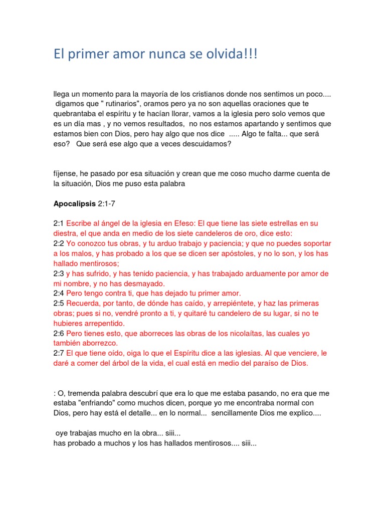 El Primer Amor Nunca Se Olvida PDF Amor Creencia religiosa y doctrina
