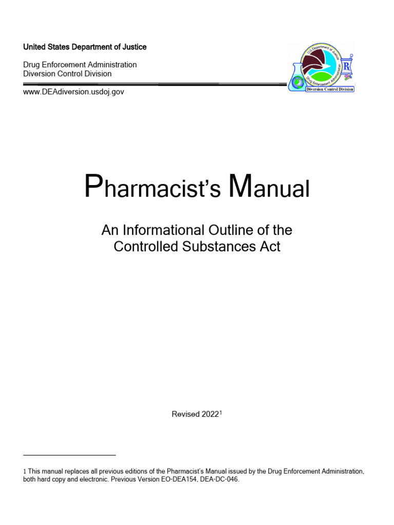 Pharmacist's Manual on Controlled Substances | PDF | Controlled ...