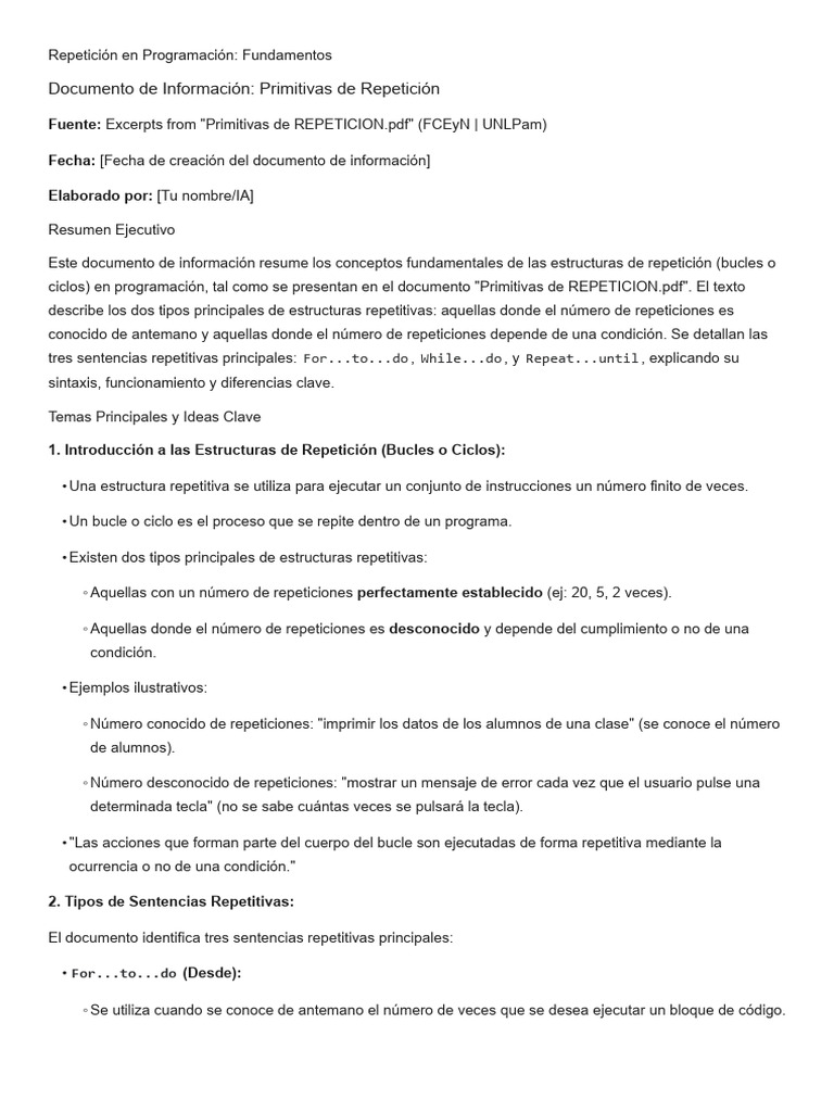 Fundamentos de Estructuras de Repetición | PDF | Flujo de control ...