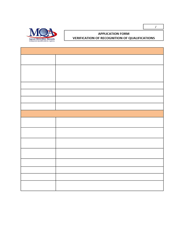 Qualification Recognition Application Form | PDF | Government And ...