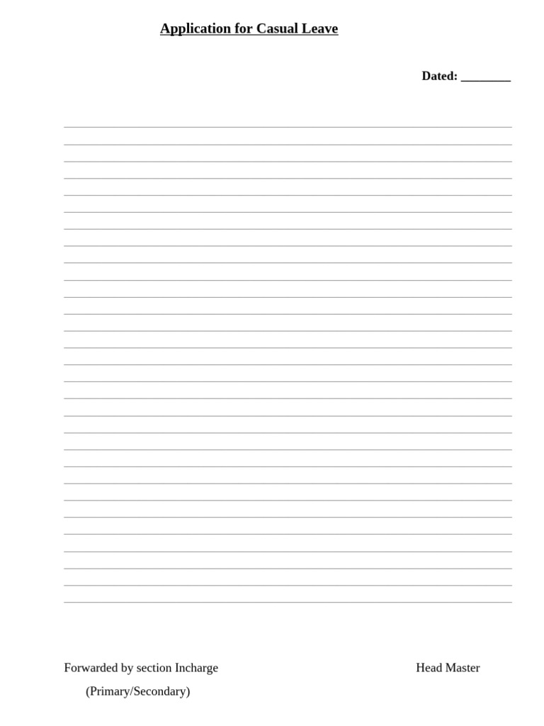 Casual Leave Application Template | PDF