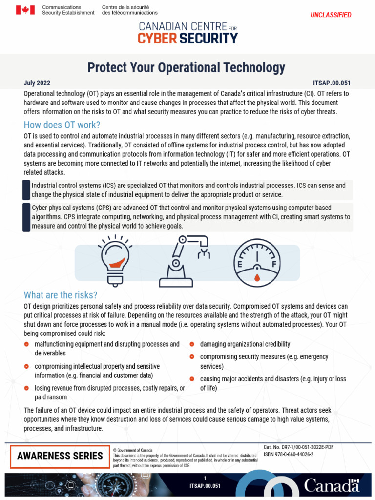 Itsap00051 Protect Your Operational Technology | PDF | Security ...