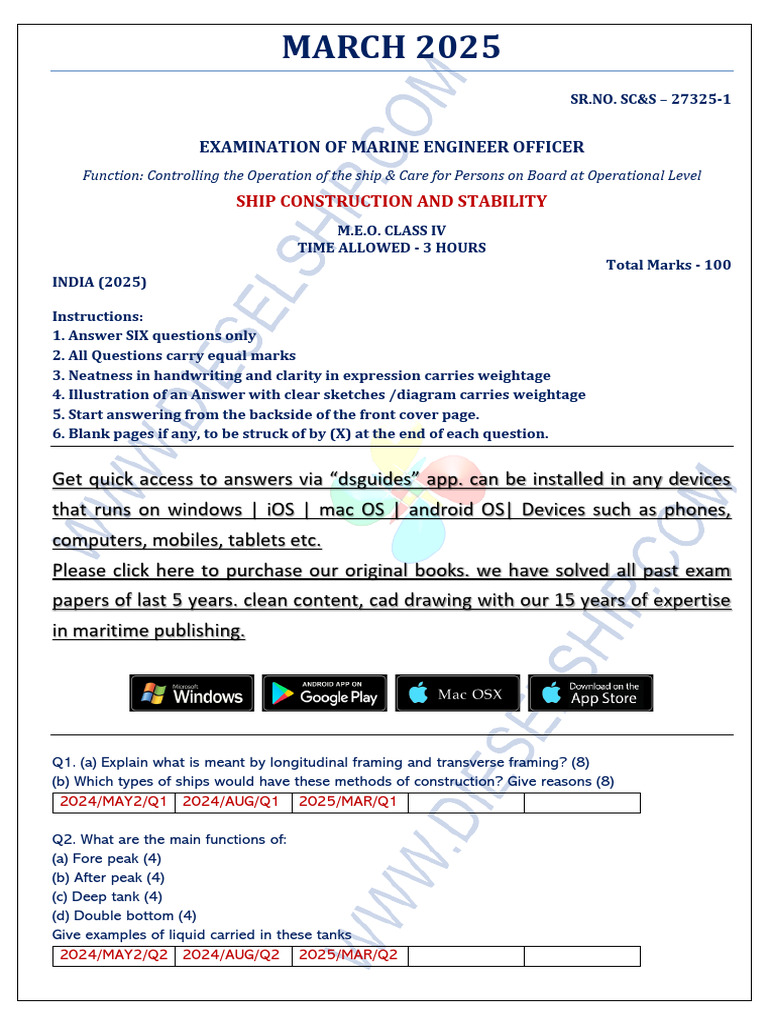 2025 Naval Architecture Exam Questions | PDF | Buoyancy | Watercraft