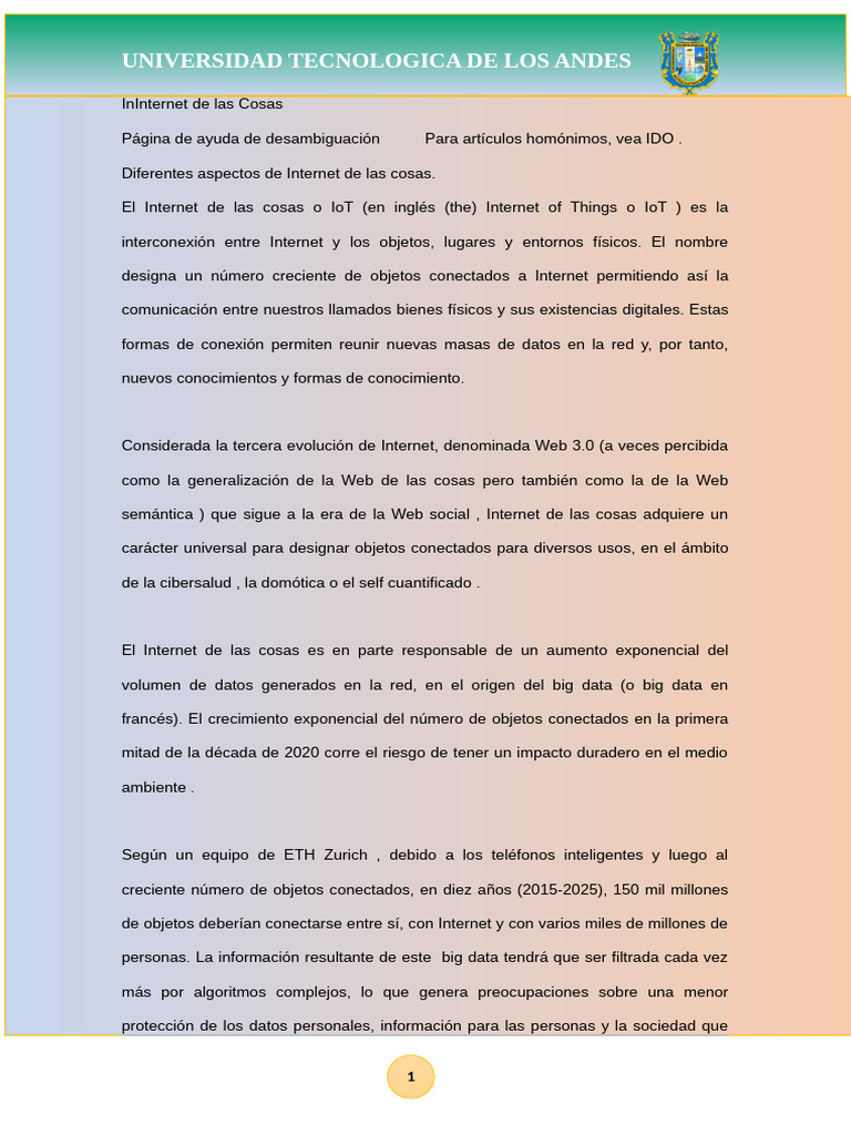 InInternet de Las Cosas Angela 2 | PDF | Internet de las Cosas ...