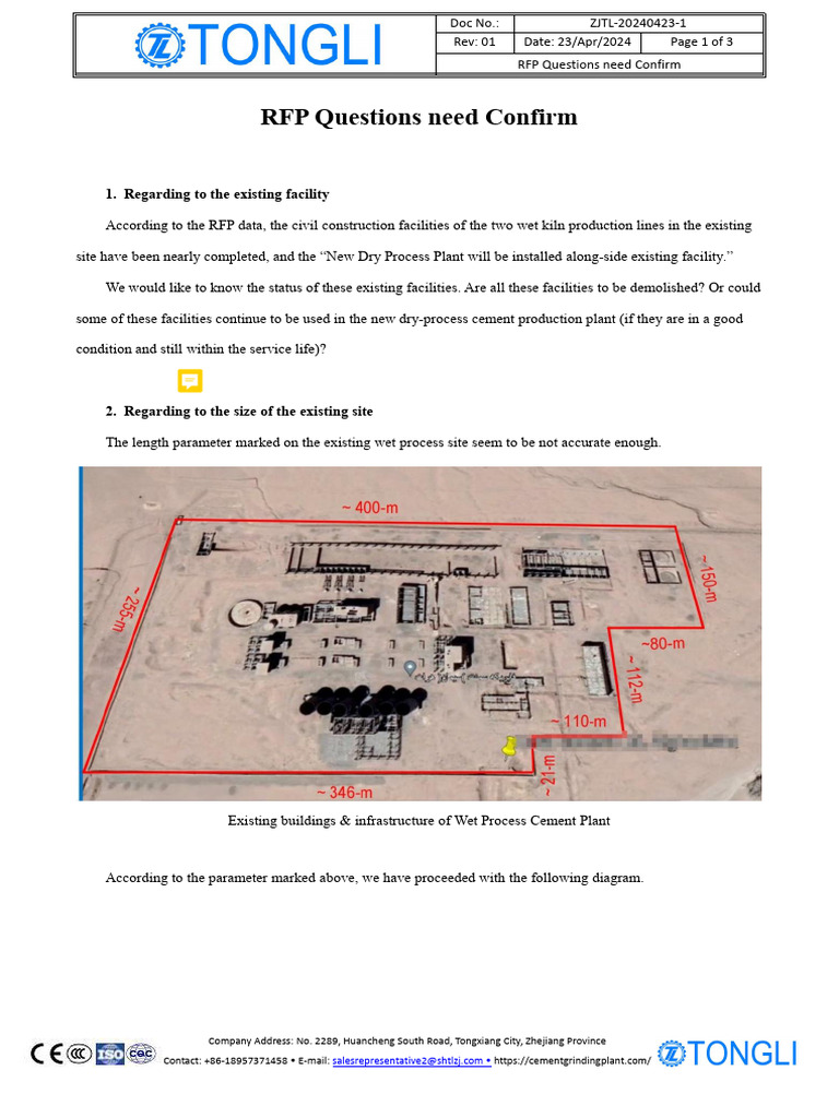RFP Inquiry on Cement Plant Facilities | PDF | Materials