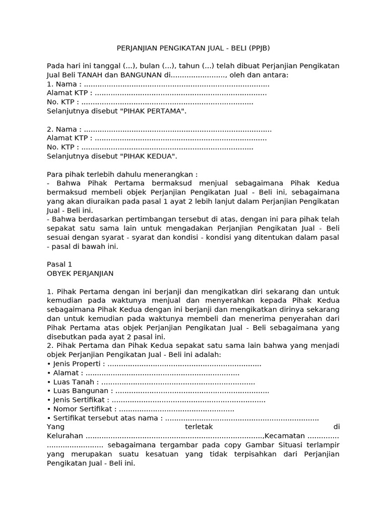 Perjanjian Pengikatan Jual Beli Baru | PDF