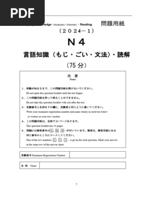 2024年7月能力考N4真题 答案 | PDF