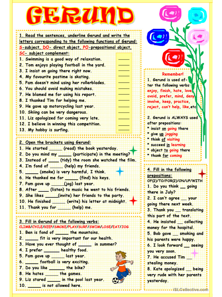 Gerund Worksheet | PDF