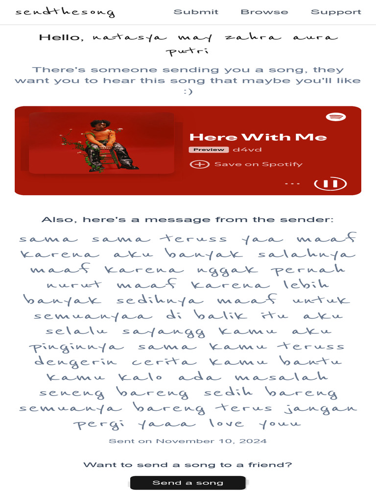 SendTheSong - Express Your Feelings Through Music Musical Messages | PDF