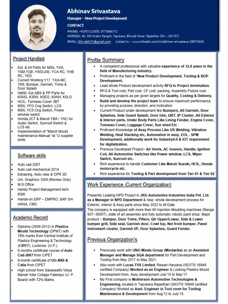 Resume - Abhinav - 13 - Year - Part - Developmnet NPD | PDF ...