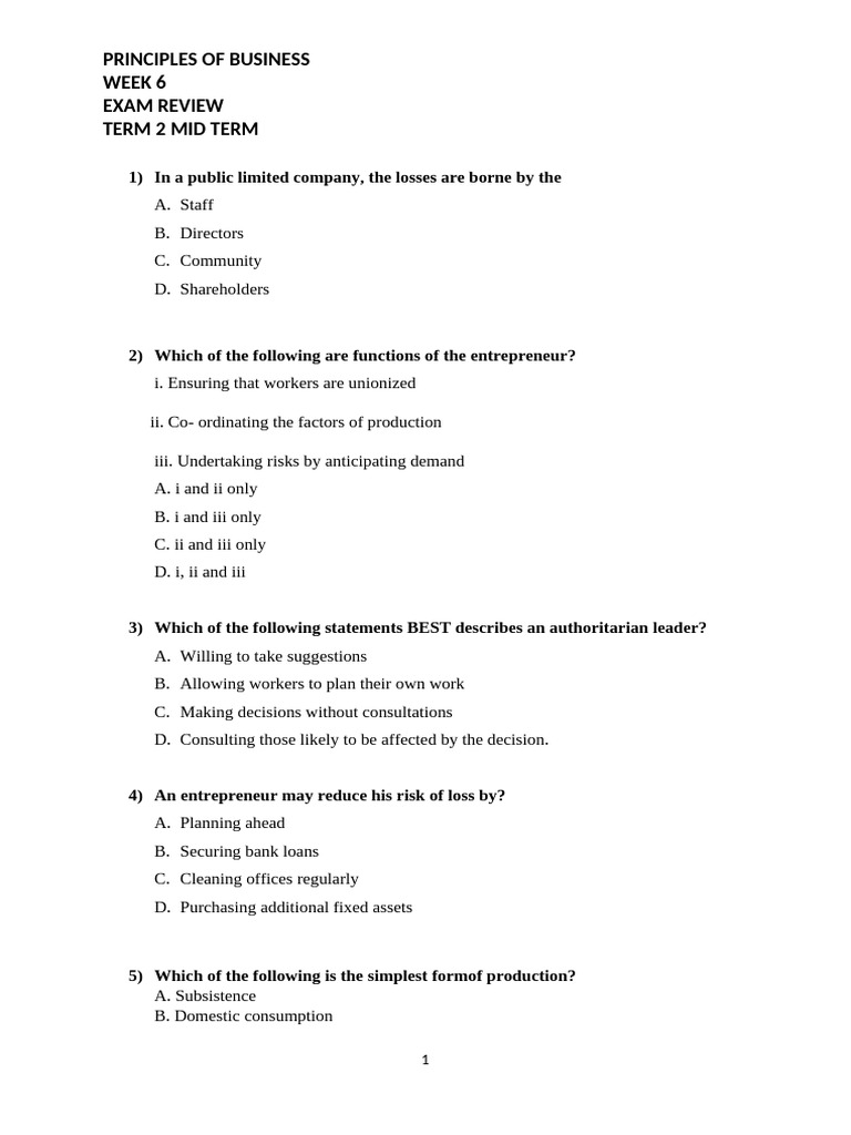 Pob Term 2 Midterm Exam Review | PDF | Offer And Acceptance | Credit