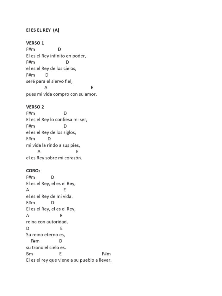 El Rey: Letra de Canción Cristiana | PDF
