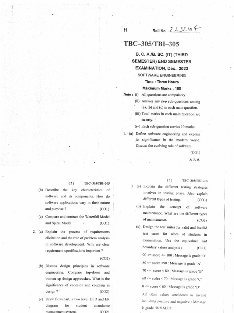 Tbc305 Endsem 2023 Dec | PDF