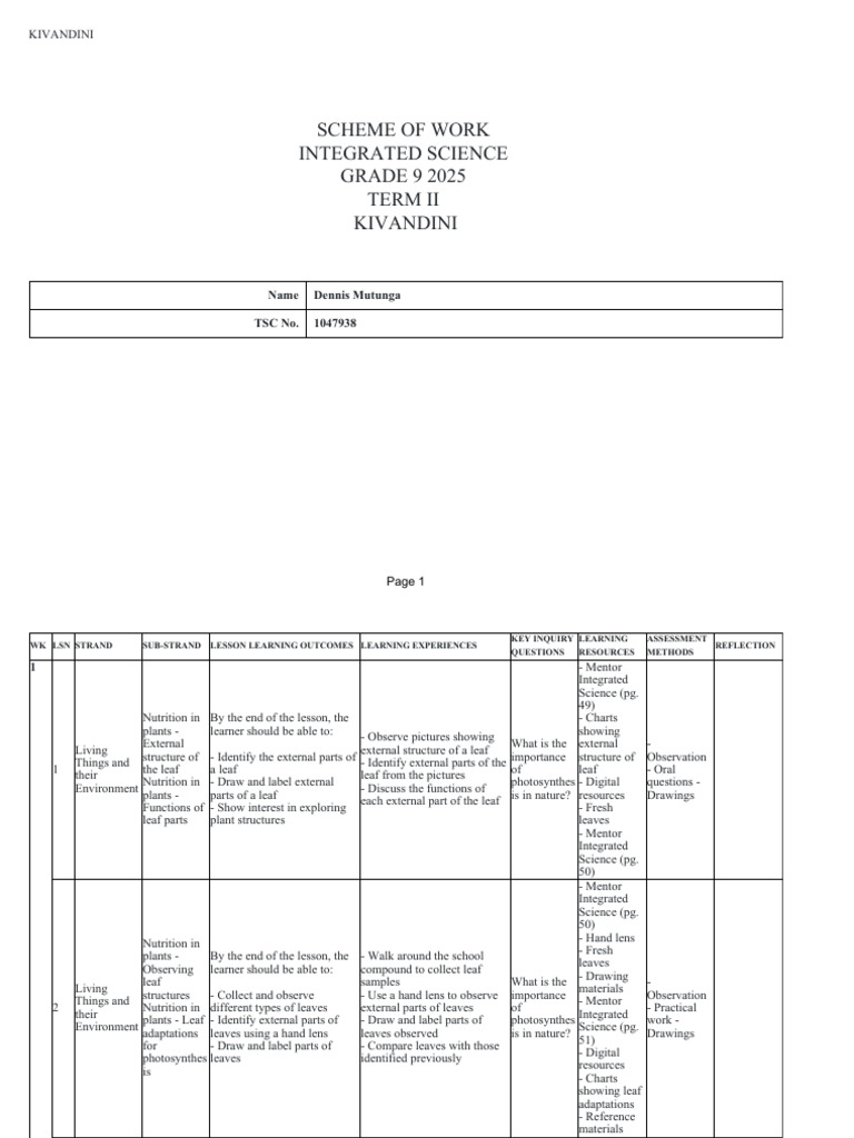 1101660 Integrated Science Grade 9 Term-II | PDF | Photosynthesis ...