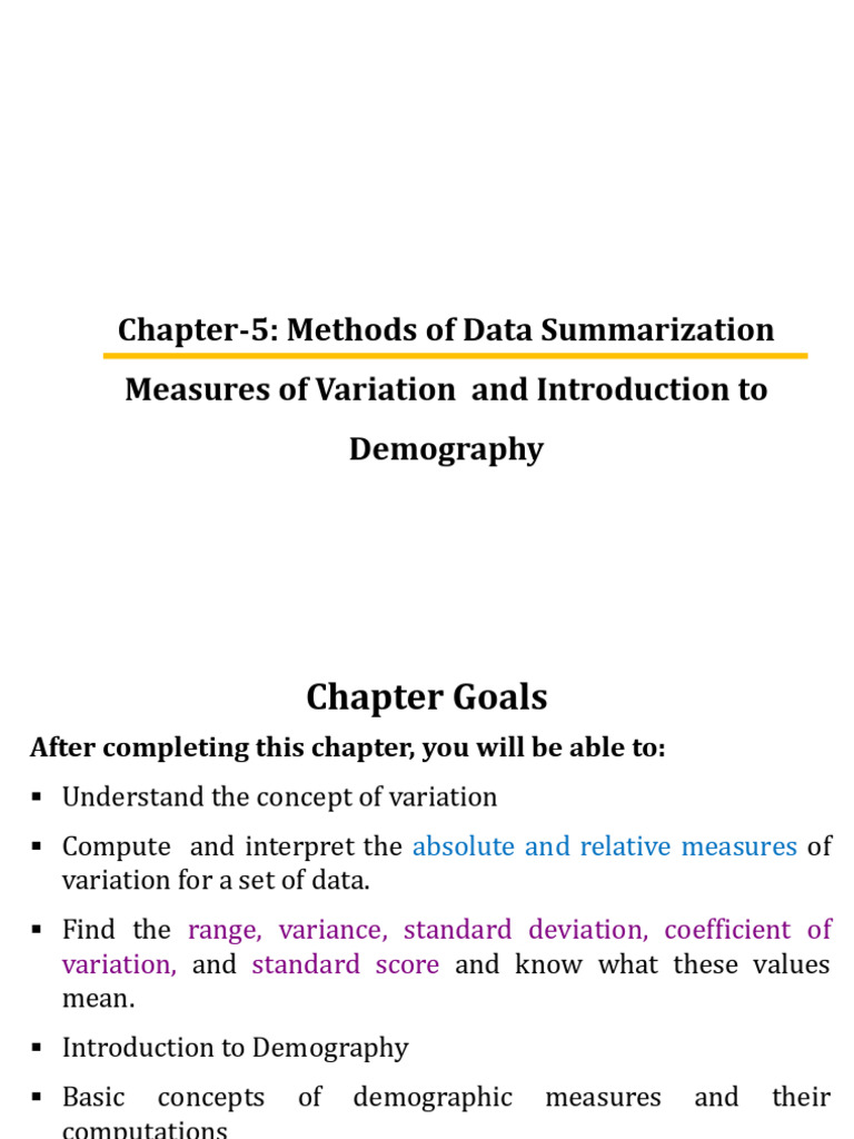 Data Summarization and Variation Methods | PDF | Coefficient Of ...