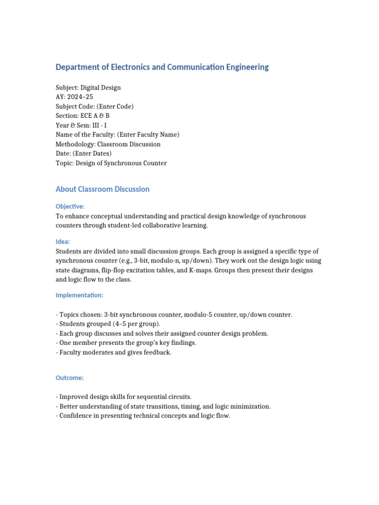 Synchronous Counter Design in Digital Circuits | PDF | Electronic ...