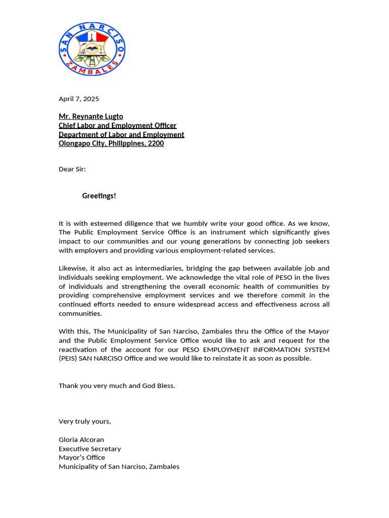 Request to Reactivate PESO Account | PDF