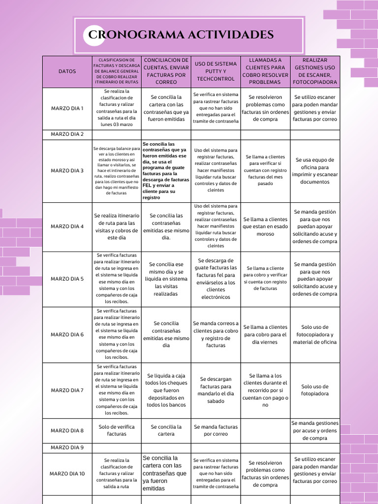 Purple White Bricks Habit Schedule A4 Document | PDF