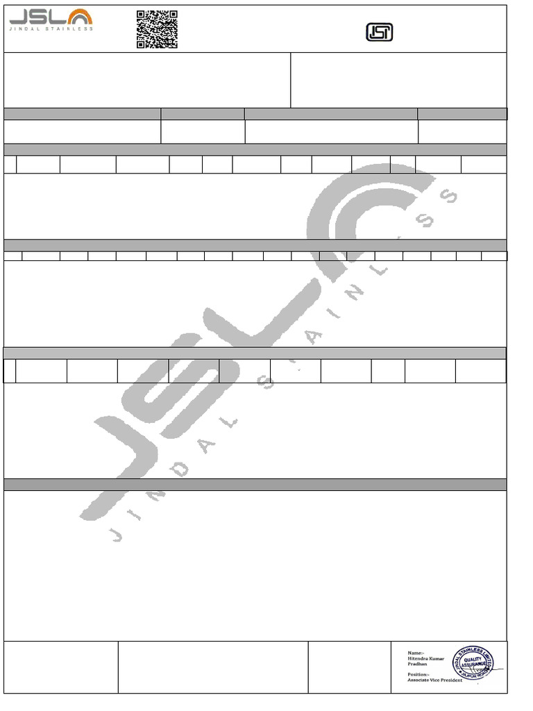 Stainless Steel Mill Test Certificate | PDF | Metals | Materials