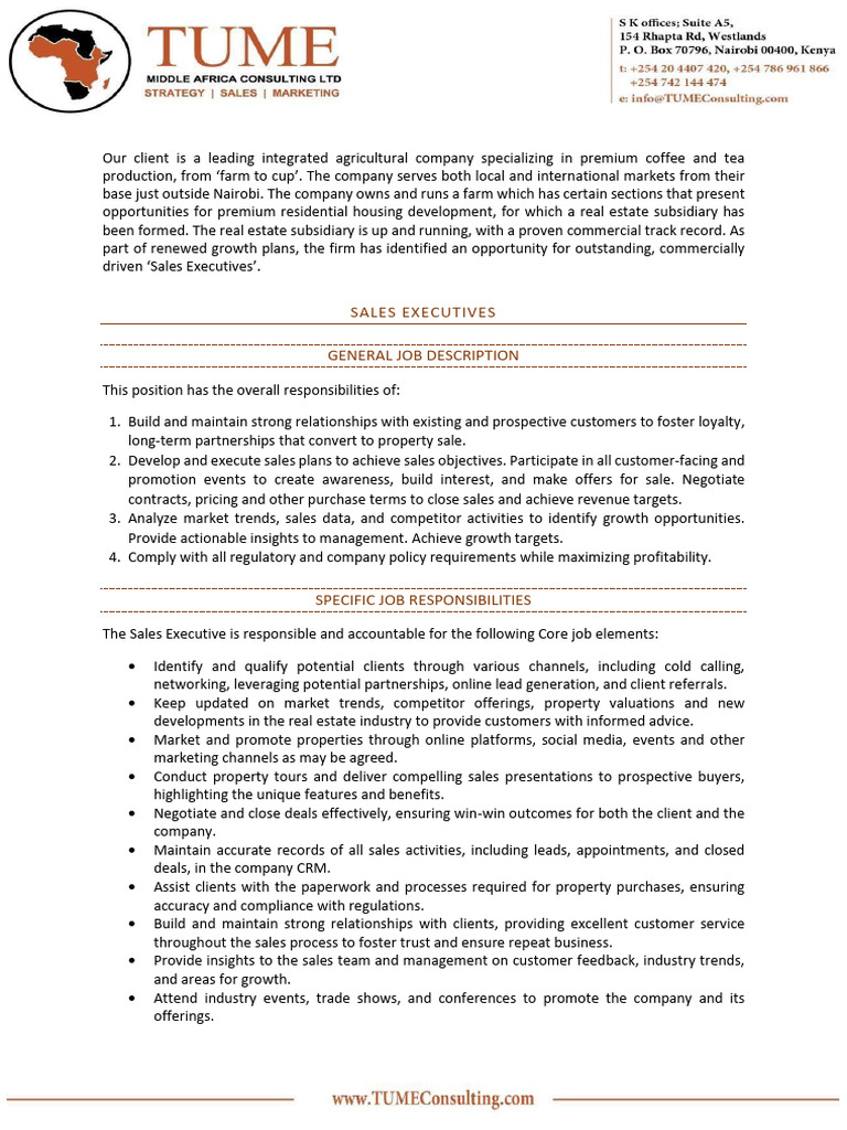 Sales Executive Job Opportunity in Real Estate | PDF | Sales | Marketing