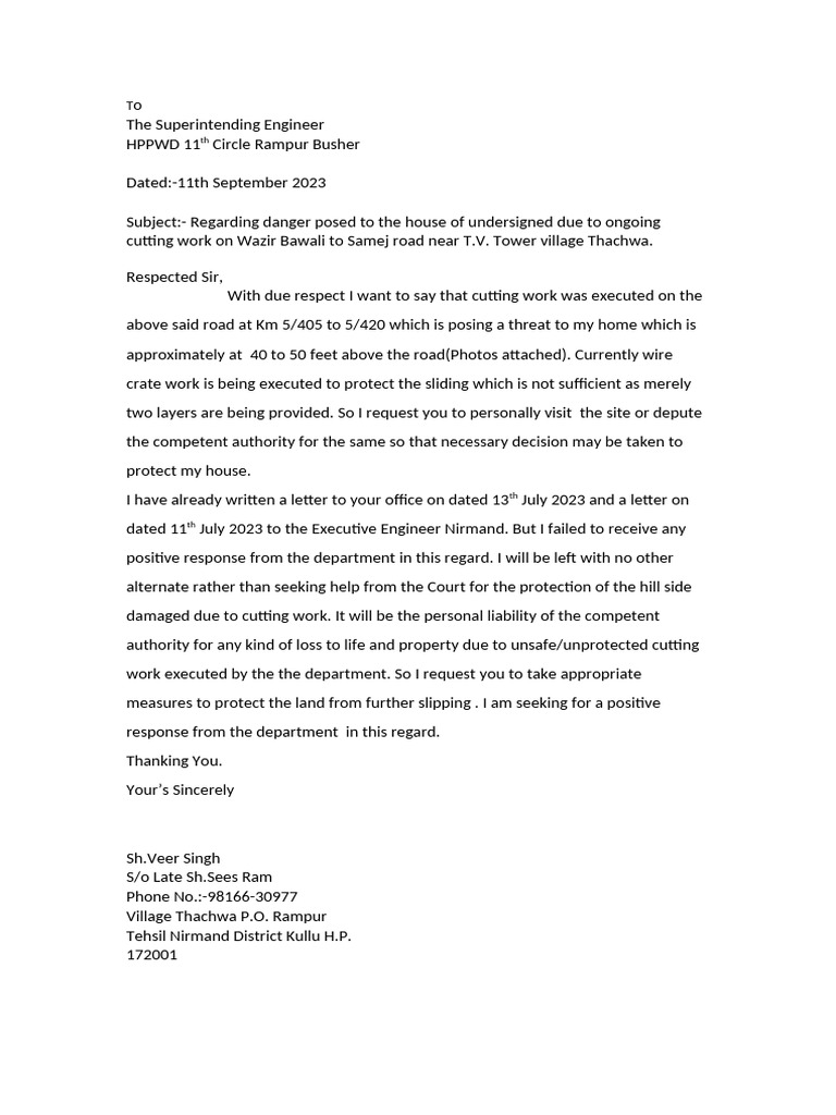 Urgent Request for Road Safety Action | PDF