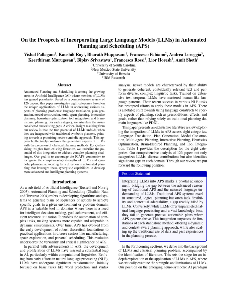 Integrating LLMs in Automated Planning | PDF | Artificial Intelligence ...
