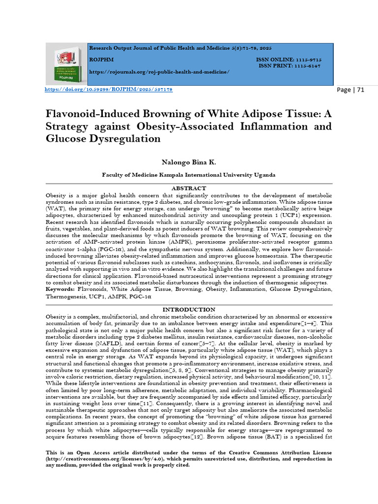 Flavonoid-Induced Browning of White Adipose Tissue: A Strategy Against ...