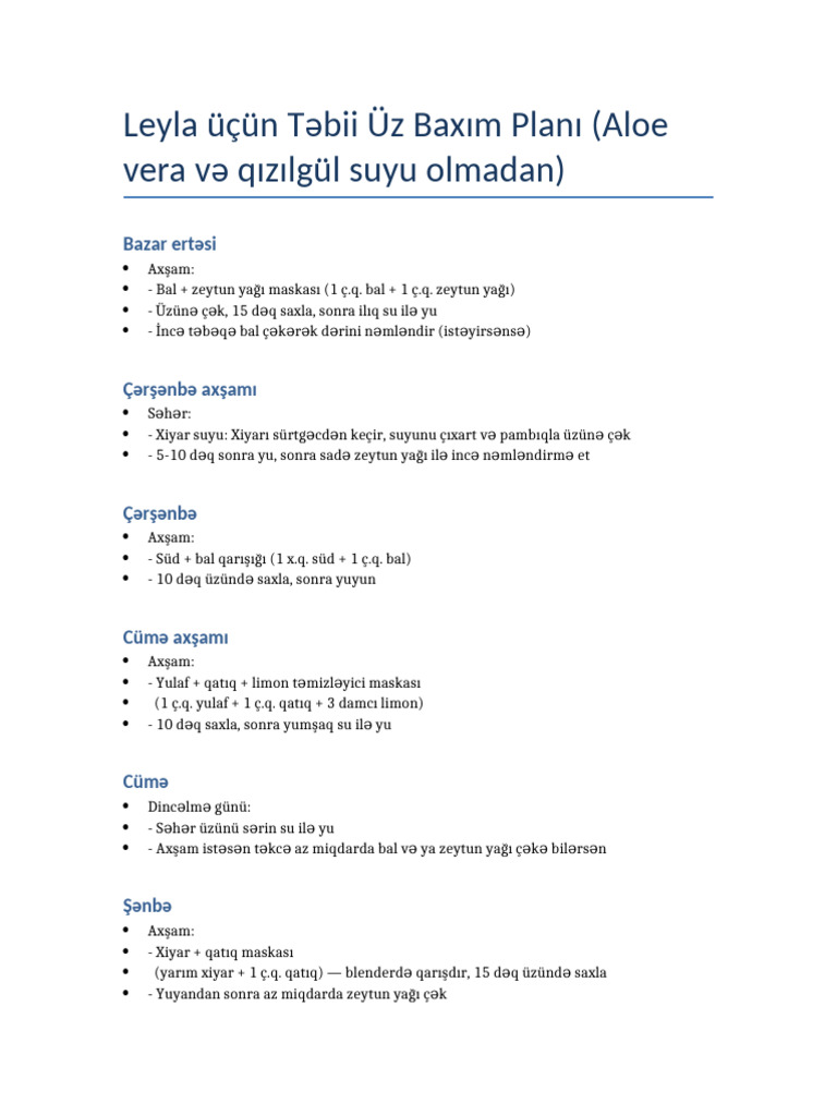 Uz Baxim Plani | PDF