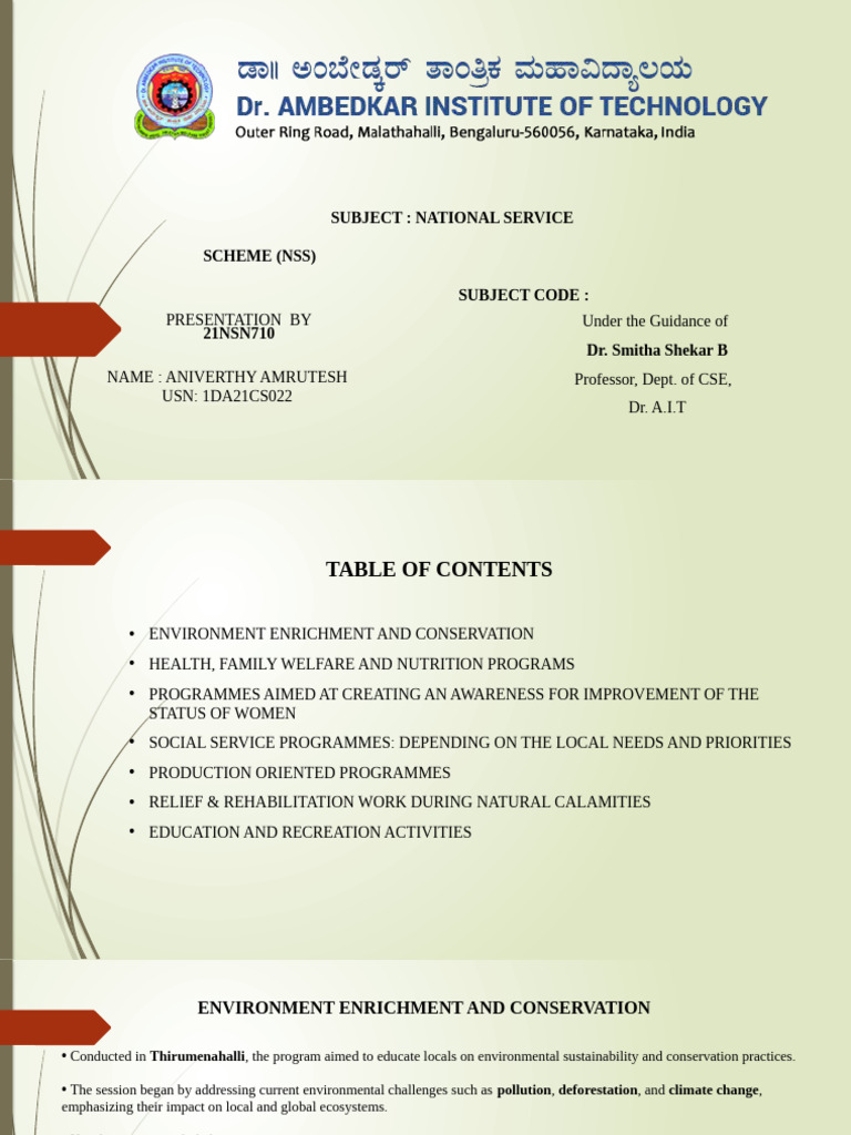 National Service Scheme Initiatives Overview | PDF | Agriculture ...
