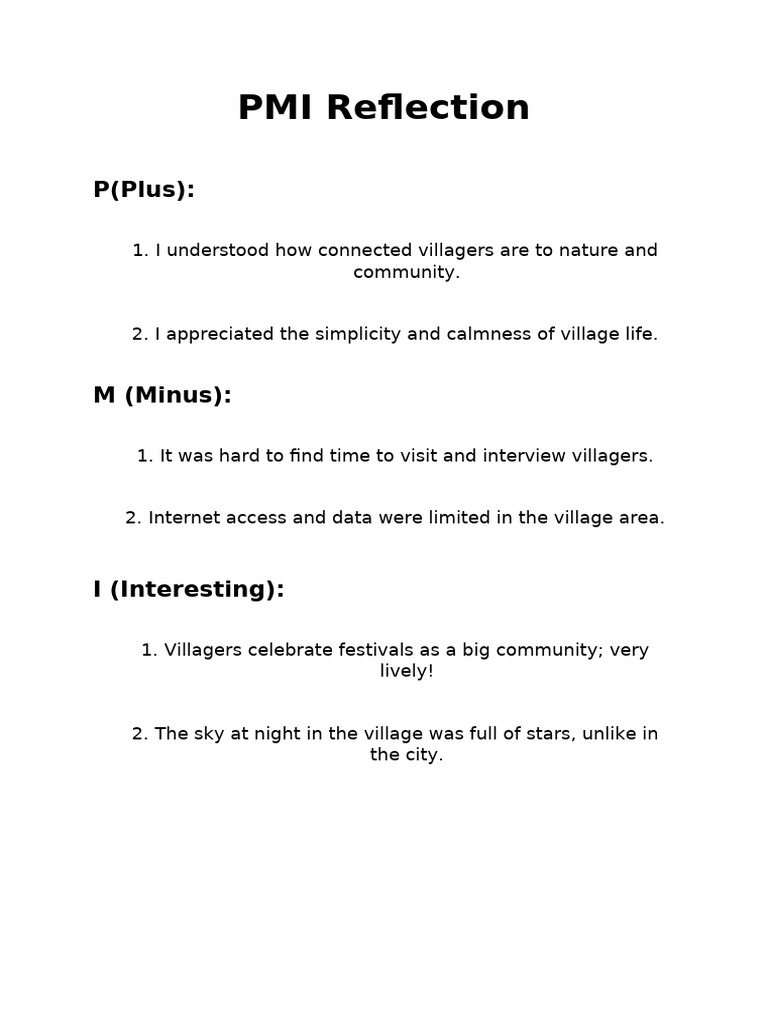 PMI Reflection | PDF