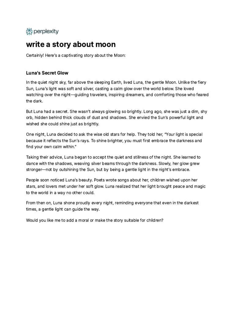 Write A Story About Moon | PDF