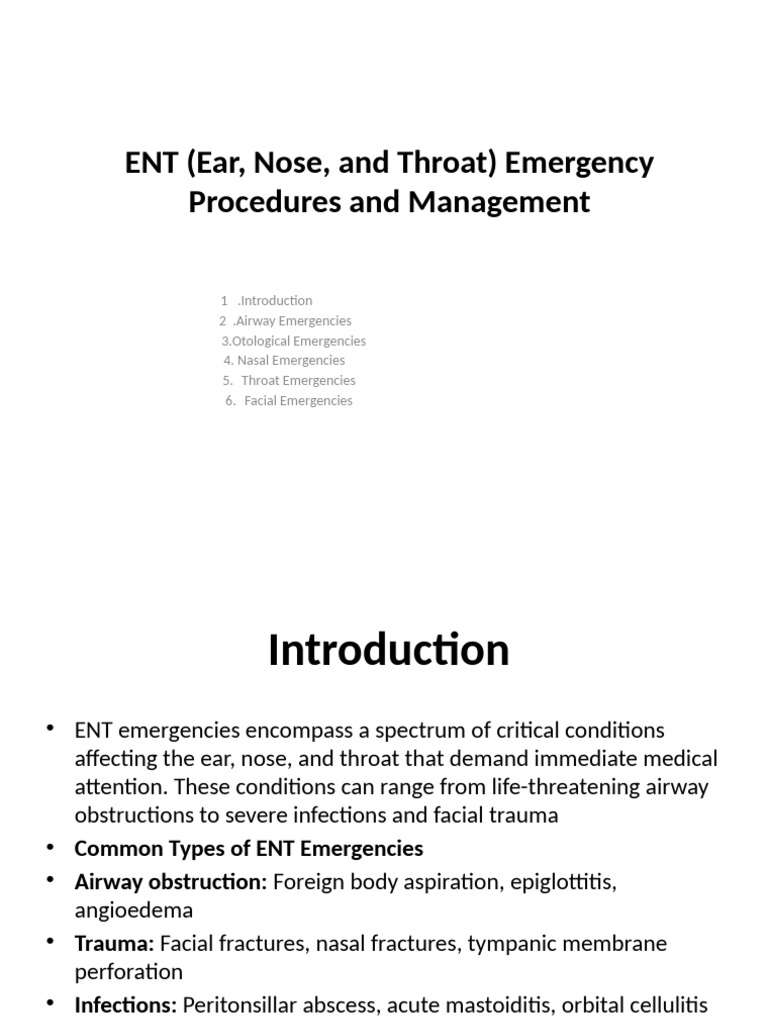 ENT Emergency Procedures Guide | PDF | Human Nose | Neck
