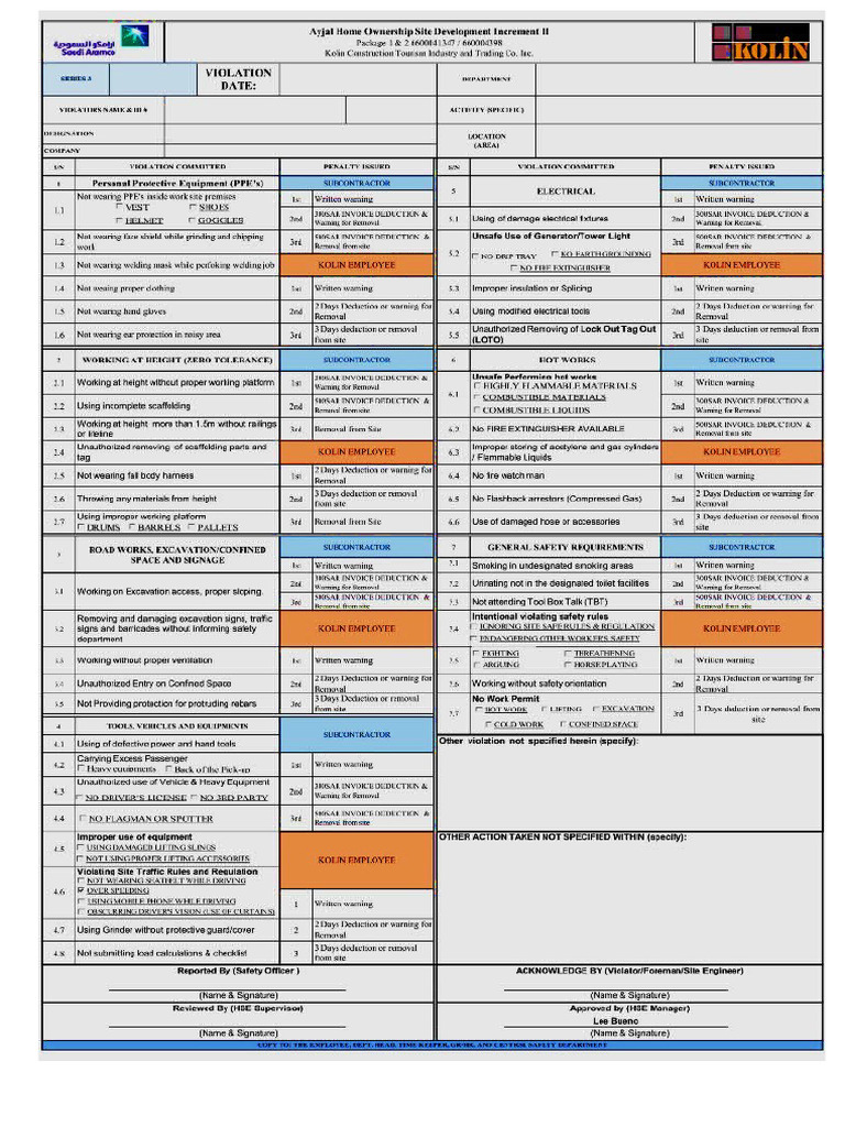 Violation Form Example | PDF