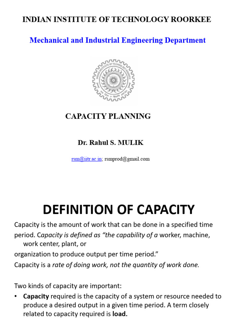 Capacity Planning in Manufacturing Systems | PDF